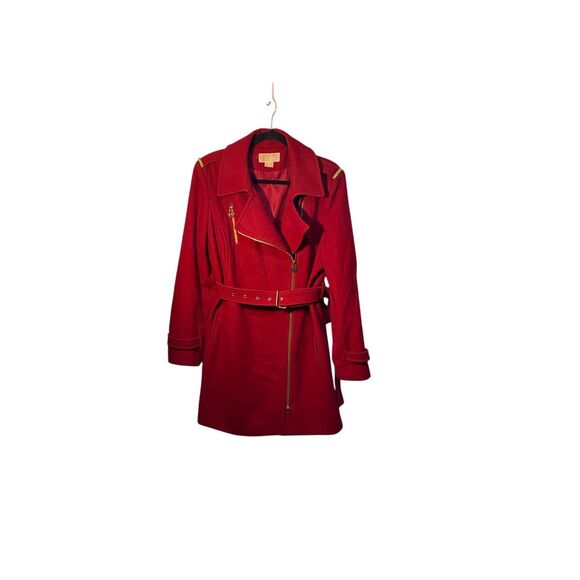 Michael Kors women’s red asymmetrical front zip coat size 16 - Picture 2 of 6